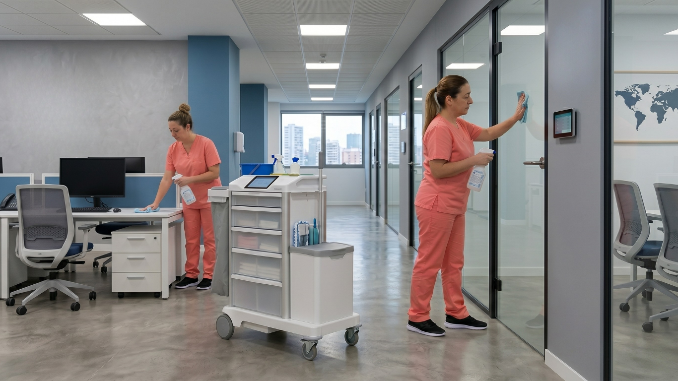 Limpiadoras de Volvoreta Marix haciendo un servicio de mantenimiento